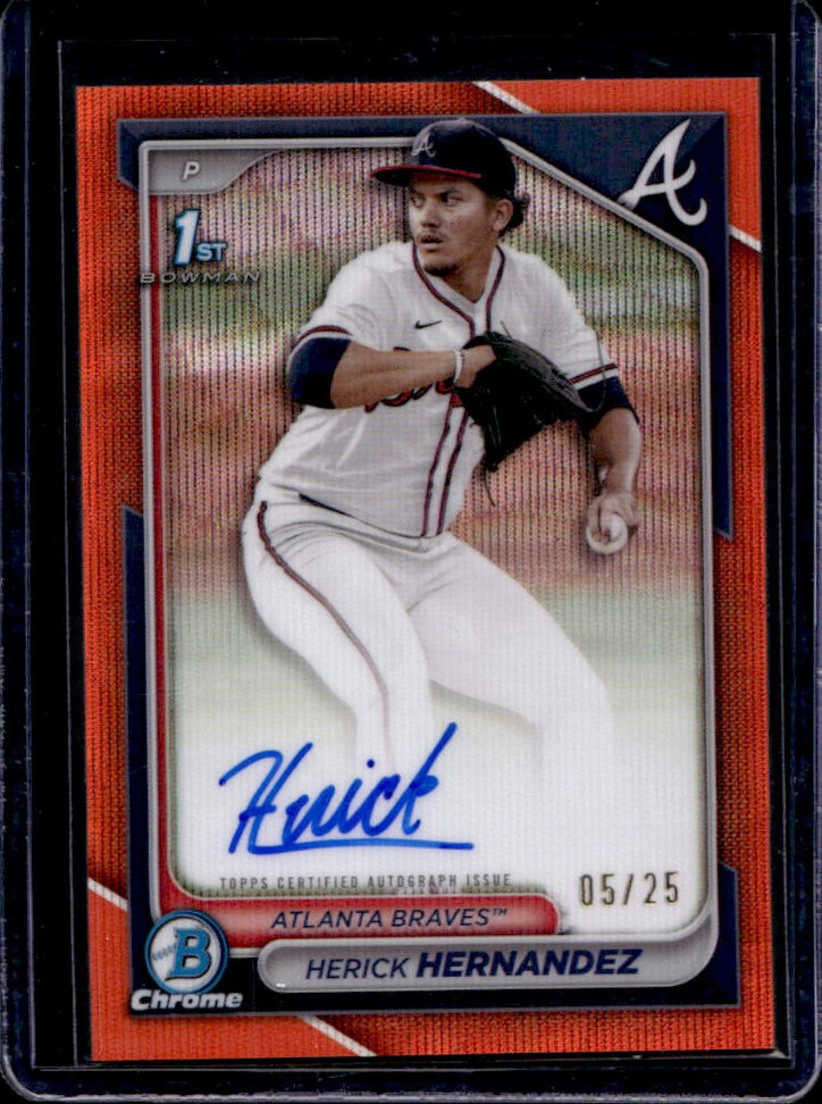 2024 Bowman Draft Herick Hernandez Chrome Auto Orange Wave Refractor 1st #5/25