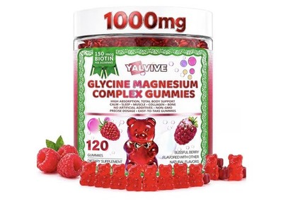 YALVIVE Magnesium Glycine Complex Gummies 1000mg 120ct Berry, Gluten-Free