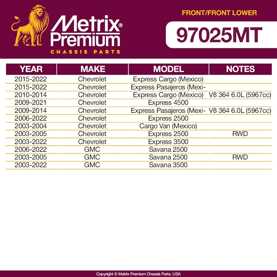 Eslabón de barra estabilizadora delantera y rótula inferior para Chevrolet Express 2500 2006-2022 Foto 2 de 4