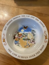 VTG 1984 AVON CERAMIC CHILD'S BOWL HEY DIDDLE DIDDLE NURSERY RHYME