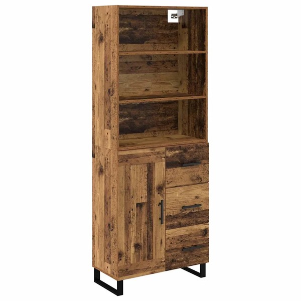 Highboard 2Er-Set Mit Schubladen Aus Altholz Und Holzwerkstoff-image