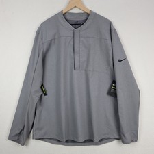 Nike Shield Golf Jacket Mens XL Gray Poly Stretch Half Zip Pullover NWT