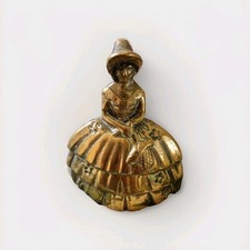 Vintage Brass Southern Lady Bell Full Dress Bonnet Basket in Hand 11cm Used
