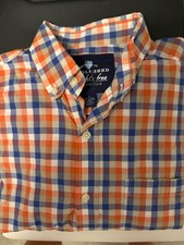 Saddlebred Men's Plaid Orange Blue White Button-Down Shirt M Long Sleeve