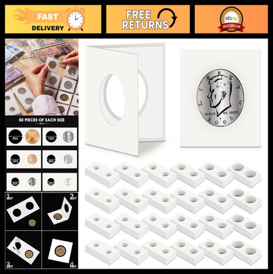 Self-Adhesive Coin Holders 2'' x 2'' - Assorted Sizes Cardboard Coin Flips for Col