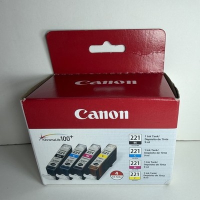 NEW SEALED Canon 2946b004 CLI-221 4 Pack BCMY Ink Cartridge Genuine
