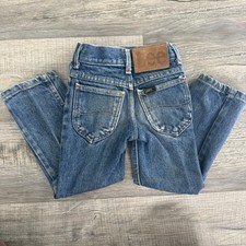 Vintage Lee Jeans Toddler Kids 4T Denim Faded 80s 90s Light Wash USA 4 Slim