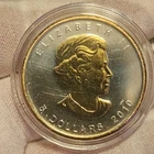 Rare 24k Gilded***2010 Canada Maple Leaf $5 Silver 1 oz Brilliant Uncirculated