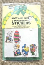 Vintage 1980s Easter Unlimited Soft Puffy 3D 5 Easter Stickers 2.25"