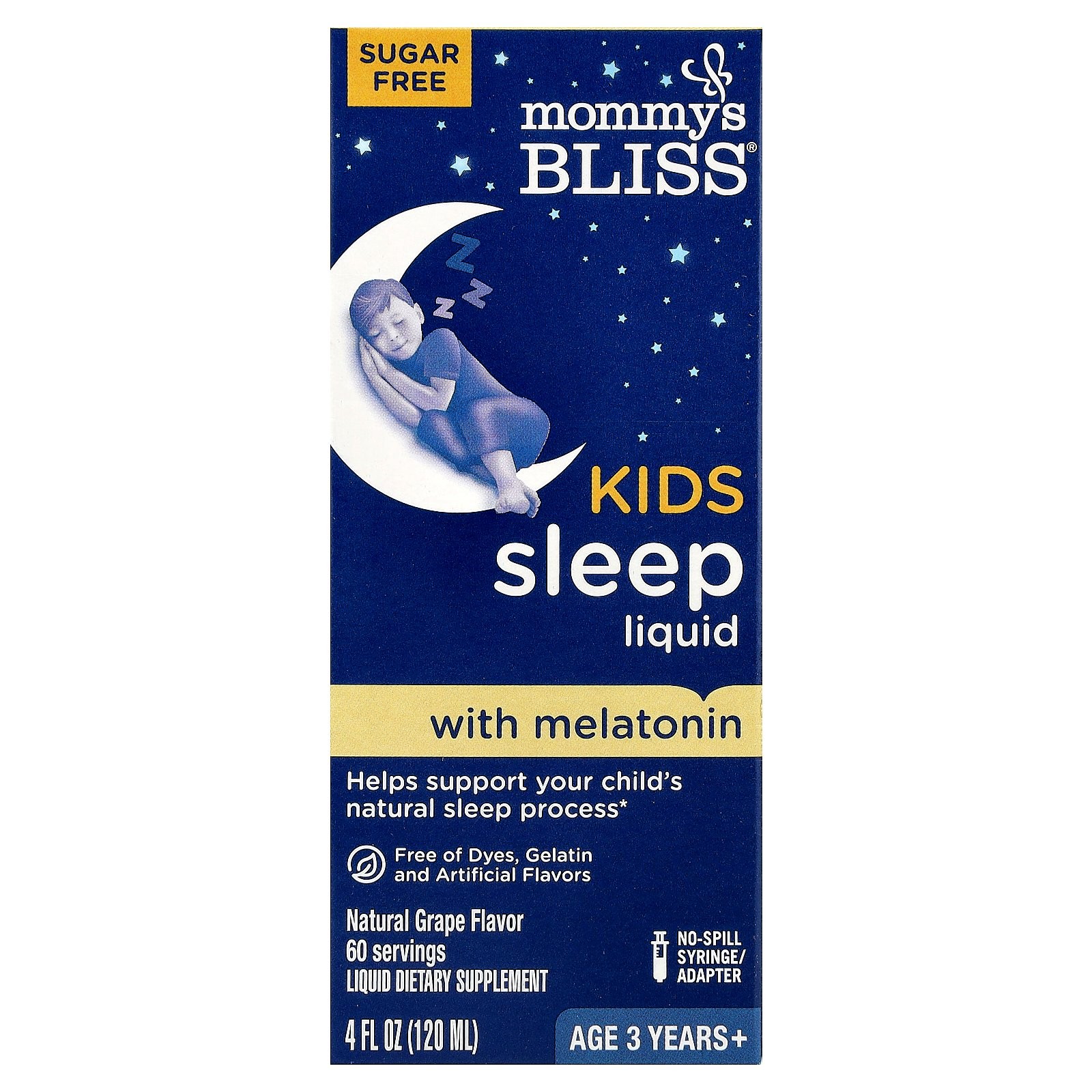Жидкость для детского сна с мелатонином, возраст от 3 лет, Натуральная виноградная, 4 жидких унции (120 мл)