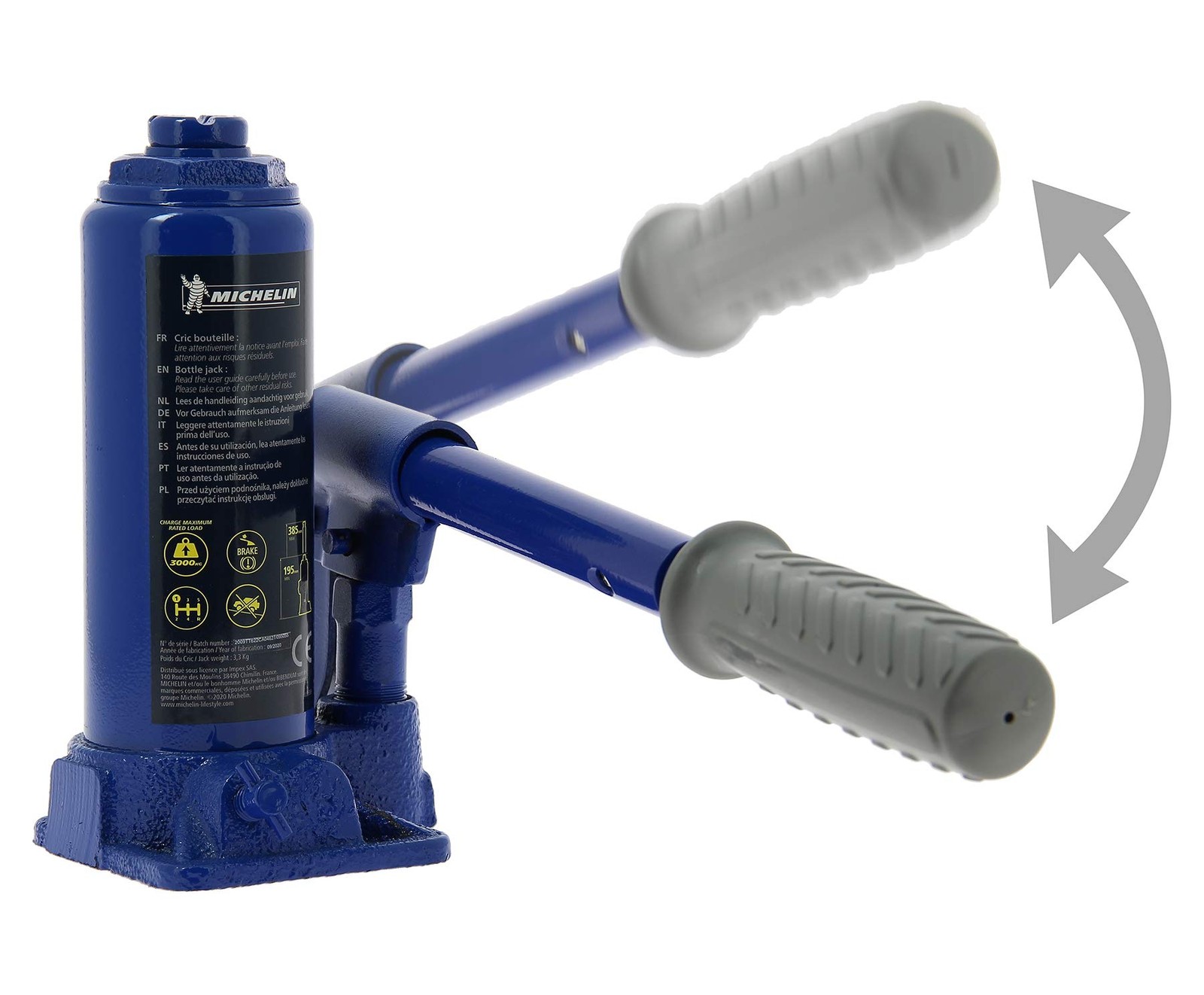 Cric Idraulico a Bottiglia 3 Tonnellate Sollevamento 195 385mm Portata Pesante a - Miniatura 3