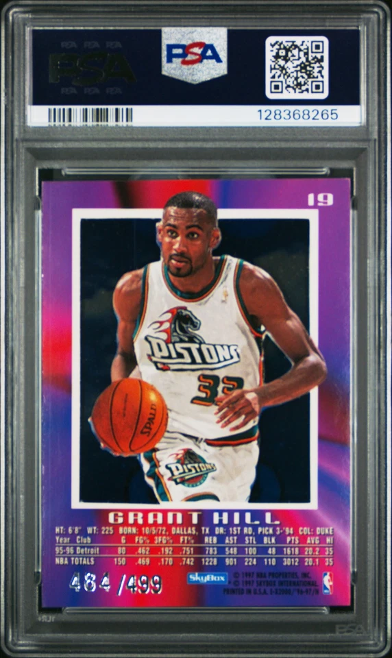 1996 Skybox E-X2000 #19 Grant Hill Credentials /499 PSA 8 NM-MT - Image 2 of 2