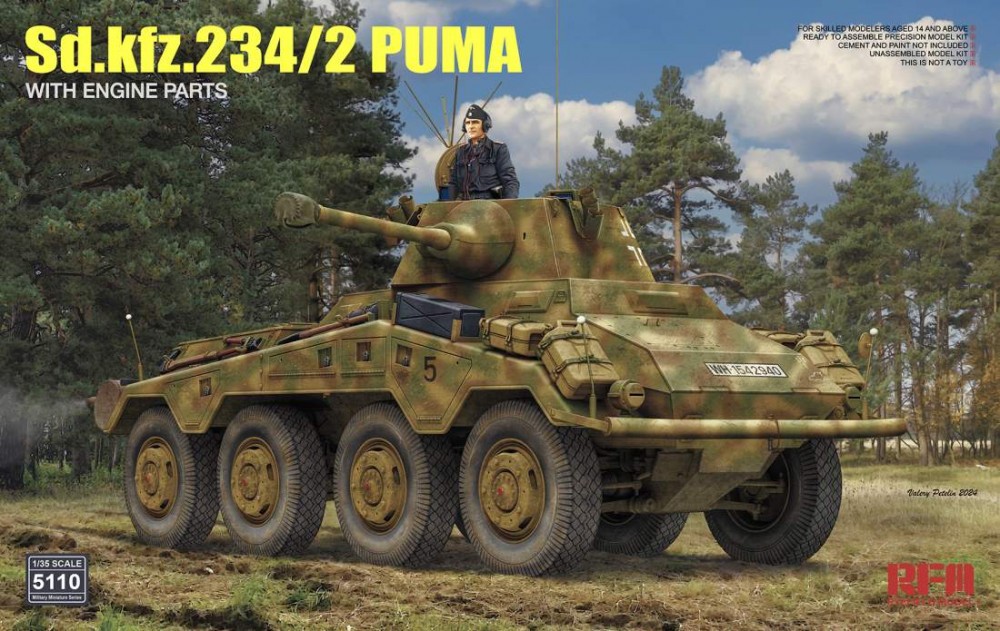 Rye Field Model RM-5110 - 1:35 Sd.Kfz.234/2 PUMA with Engine Parts - New