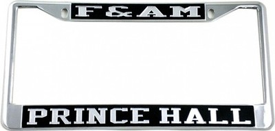 F&AM Prince Hall Mason License Plate Frame [Silver Standard Frame - Black/Sil...