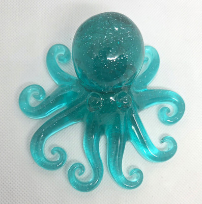 Blue Resin Octopus Figurine Decorative Glossy Finish Sea Life