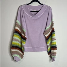 We The Free Women’s Cha Cha Top Puff Colorful Balloon Sleeves Size Small