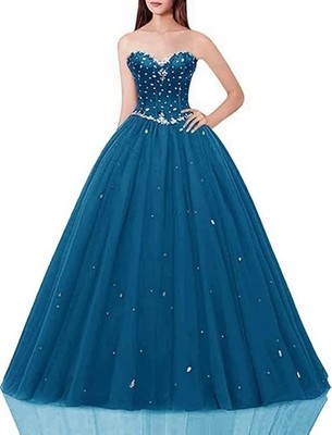 Women's Sweetheart Ball Gown Tulle Quinceanera Dresses Prom Dress US18 Used