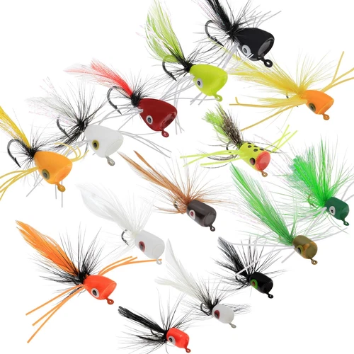 15pcs Fly Fishing Poppers Fly Fishing Dry Flies Topwater Fishing Lures Bass P...