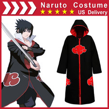 Blood Red Naruto AKATSUKI ROBE Cloak Uchiha Itachi Cosplay Costume Claok Cape