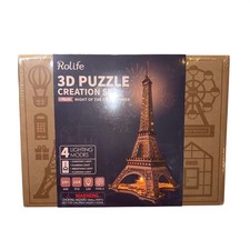 Rolife Night of the Eiffel Tower 3D Wooden Puzzle LED Light Model Kit NEW Gift