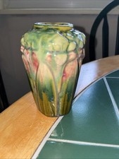 Antique Art Nouveau McCoy Amaryllis High Shoulder 4-1/4 Vase Multi Glaze