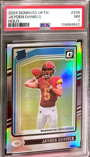 2024 Donruss Optic #248 Jayden Daniels Holo Prizm Rookie Card PSA 7