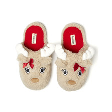 Dearfoams Cozy Comfort Holiday Novelty Slippers Reindeer Size 5 6
