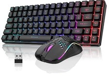 RedThunder K84 Wireless Keyboard and Mouse Rainbow Backlit Rechargeable Optical