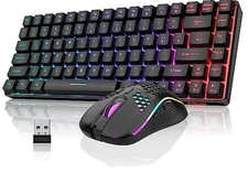 RedThunder K84 Wireless Keyboard and Mouse  Rainbow Backlit Rechargeable Optical