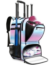 Rolling Baseball Backpack with Off-road Wheels, Wheeled Catchers Gear Bag for...