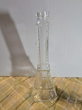 Jarrón vintage Torre Eiffel botella transparente 9,5 pulgadas