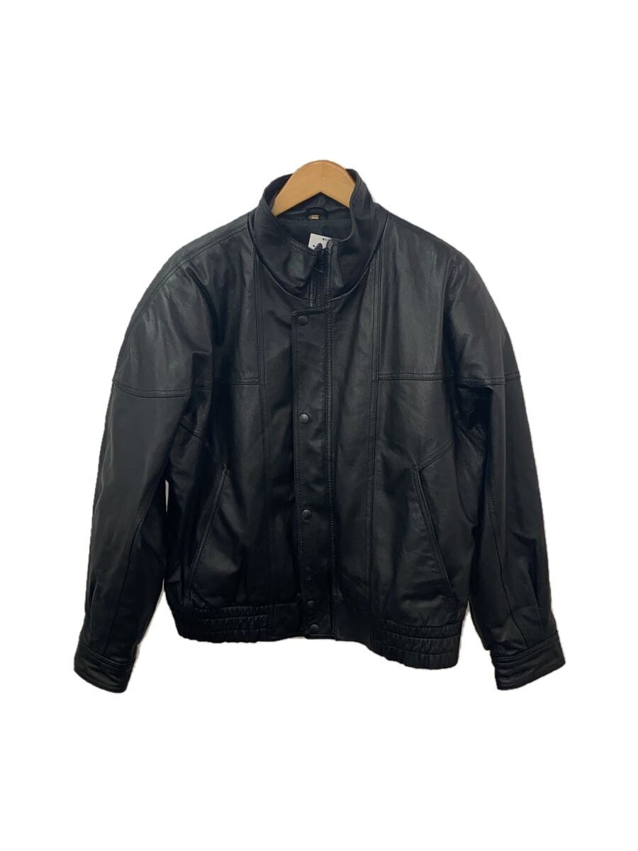 Men's Black Sheepskin Leather Blouson Jacket Size L Style 1266