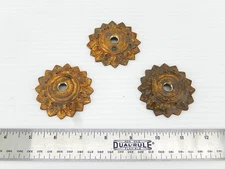 Set of 3 Antique Cast Brass Bobeche. 2 1/2" Dia. Antique Gilt Finish. #102