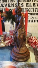 Art Nouveau style bronze effect resin lady figurine table lamp