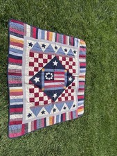 Patriotic Americana Quilt 58x47 Flag Stars Th...