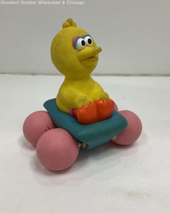 Vintage 1988 Illco Sesame Street Big Bird Soft Rubber Rolling Toy Car