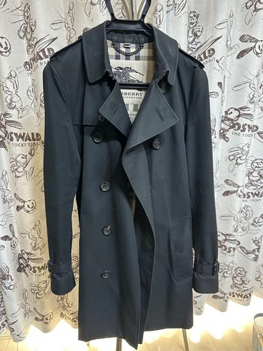 Burberry Trench Coat THE SANDRINGHAM LONG Nova Check Nero Taglia 46 US:L Autentico