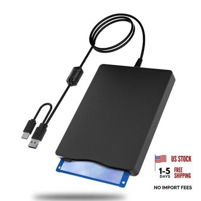 USB Floppy Drive, External 3.5'' USB & Type-C Floppy 8 inch Floppy Drive-Black