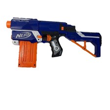 Nerf N-Strike Elite Blue Retaliator Dart Blaster Gun with stock and mag 12 darts