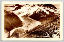 RPPC Birdseye View Emmens Glacier, Mt. Rainier, Washington 1940s Postcard