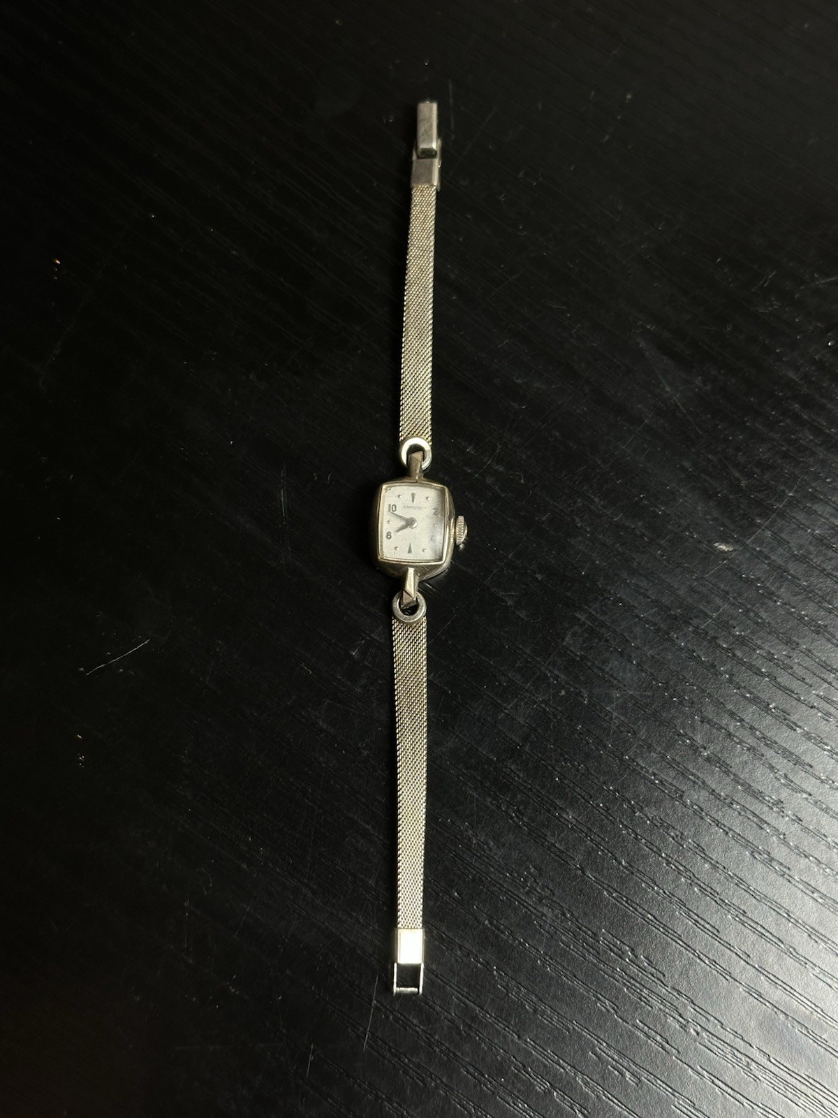 Vintage Hamilton White 10k RGP Bezel Square Women's Wind-Up Watch