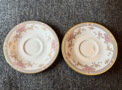 Schönes Paar Royal Doulton Canton Kaffeetassen Untertassen H5052 - Top Zustand