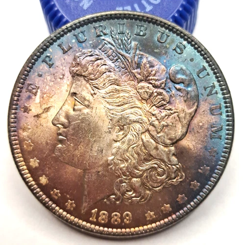 1889-P Gem BU Unique Lovely Rainbow Color Toned  High Grade No Reserve