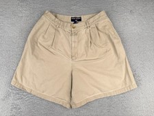 VINTAGE Polo Sport Ralph Lauren Shorts Women 10 Beige Pleated Cotton Twill 28x7