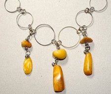 Vintage genuine yellow Baltic amber necklace, metal, handcrafted
