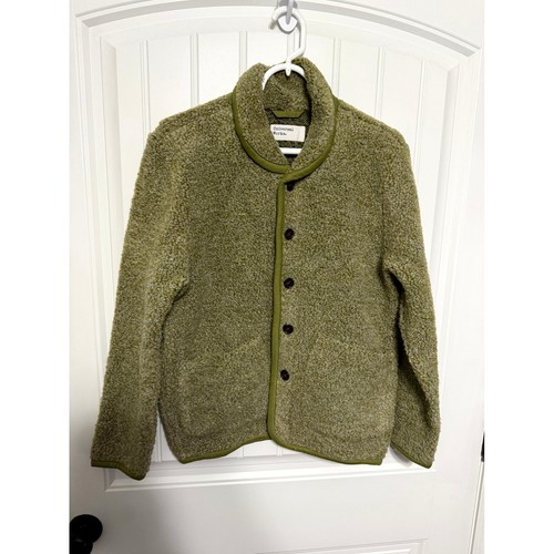 Universal Works Fleece Cardigan Mens XS Green Wool Blend Shawl Collar Jacket