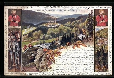 Postcard Hartenstein/Erzgeb., Prince's Cave in Saxony. Erzgebirge, view from the Forsthau 