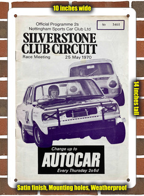 Metal Sign - 1970 Silverstone Circuit Racing Program - 10x14 inches