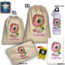 SET SCUOLA ASILO MATERNA SACCA ASCIUGAMANO BORRACCIA TOVAGLIETTA PERSONALIZZATO