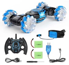 Remote Control Off-Road RC Stunt Car Gesture Sensing 4WD Double Sided Flip, Blue